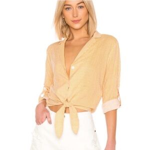 MINKPINK Eliza Striped Tie Shirt size L NWT